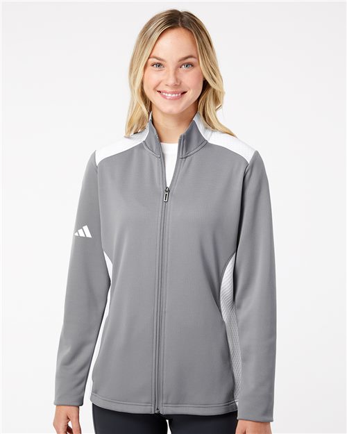10216_fm Adidas A529 - Women's Textured Mixed Media Full-Zip Jacket - Image 1