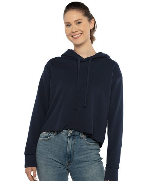 Next Level 9384 - Women's Laguna Sueded Raw Edge Crop Hoodie Sweatshirt