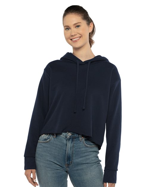 10927_fm Next Level 9384 - Women's Laguna Sueded Raw Edge Crop Hoodie Sweatshirt - Image 1