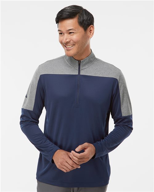 11011_fm Adidas A552 - Men's Ultimate365 Lightweight Colorblocked Quarter-Zip Pullover - Image 1