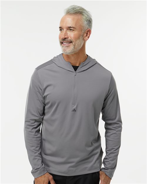 11963_fm Adidas A596 - Men's Lightweight Quarter-Zip Hooded Pullover - Image 1