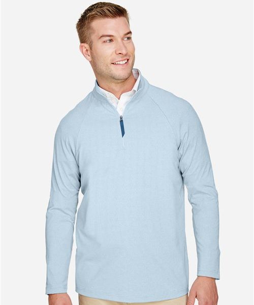 Devon & Jones DG480 - Men's CrownLux Performance® Clubhouse Micro-Stripe Quarter-Zip Pullover