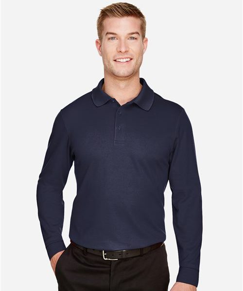 Devon & Jones DG20L - Men's CrownLux Performance® Plaited Long Sleeve Polo