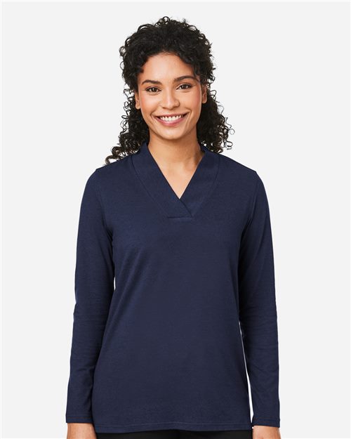 13272_fm Devon & Jones DP121W - Women's Raleigh Shawl Collar Knit Top - Image 1
