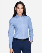 Devon & Jones D645W - Women's Crown Collection® Banker Stripe Woven Dress Shirt