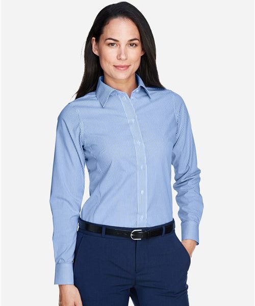 Devon & Jones D645W - Women's Crown Collection® Banker Stripe Woven Dress Shirt