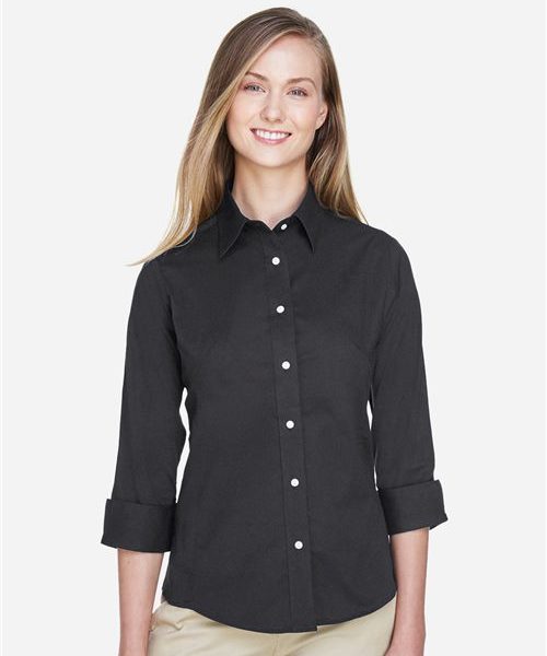 Devon & Jones DP625W - Women's Perfect Fit™ Three-Quarter Sleeve Stretch Poplin Dress Shirt