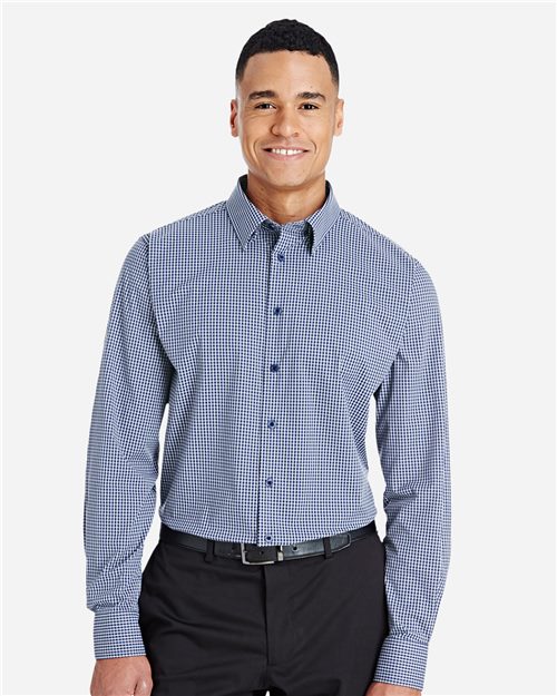 13343_fm Devon & Jones DG535 - Men's CrownLux Performance® Tonal Mini Check Woven Dress Shirt - Image 1