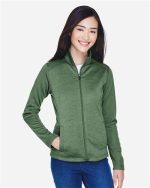 Devon & Jones DG796W - Women's Newbury Colorblock Mélange Fleece Full-Zip Jacket