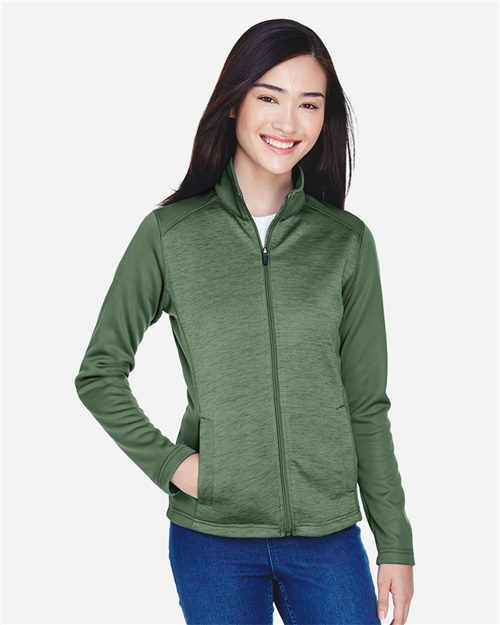 13361_fm Devon & Jones DG796W - Women's Newbury Colorblock Mélange Fleece Full-Zip Jacket - Image 1