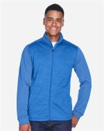 Devon & Jones DG796 - Men's Newbury Colorblock Mélange Fleece Full-Zip jacket