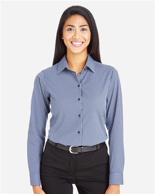13432_fm Devon & Jones DG535W - Women's CrownLux Performance® Tonal Mini Check Woven Dress Shirt - Image 1