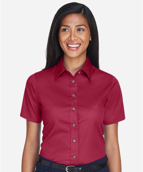 Harriton M500SW - Women's Easy Blend™ Short Sleeve Twill Dress Shirt with Stain-Release