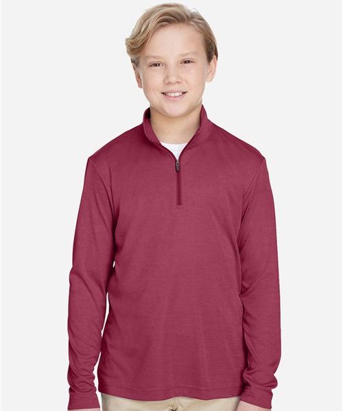 Team 365 TT31HY - Youth Zone Sonic Heather Performance Quarter-Zip Pullolver