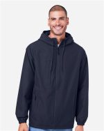 Harriton M73 - Unisex Flex Twill Hooded Jacket
