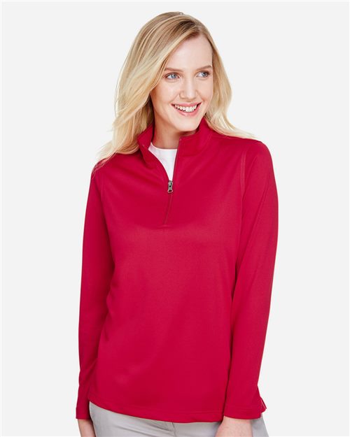 13933_fm Harriton M748W - Women's Advantage Snag Protection Plus Quarter-Zip Pullover - Image 1