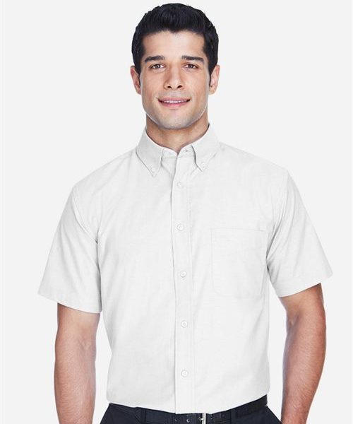 Harriton M600S - Men's Oxford Short Sleeve with Stain-Release