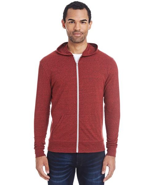 Threadfast Apparel 302Z - Unisex Triblend Full-Zip Lightweight Hooded Sweatshirt