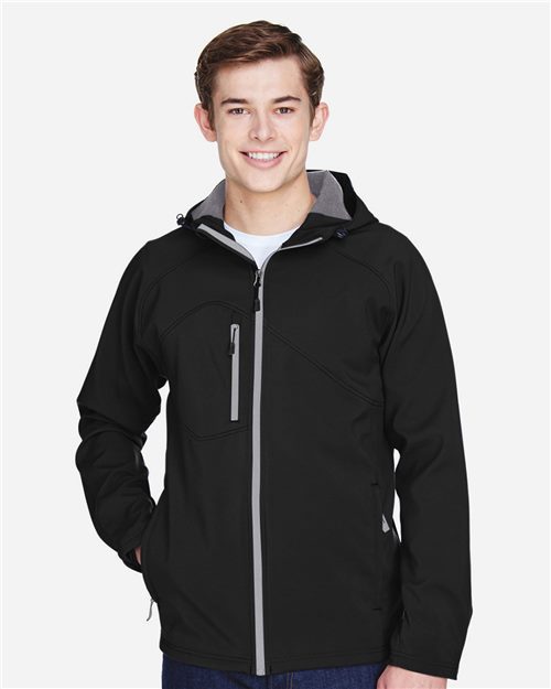 14070_fm North End 88166 - Men's Prospect Two-Layer Fleece Bonded Soft Shell Hooded Jacket - Image 1