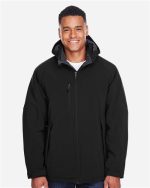 North End 88159 - Men's Glacier Insulated Three-Layer Fleece Soft Shell Hood Jacket with Detachable Hood