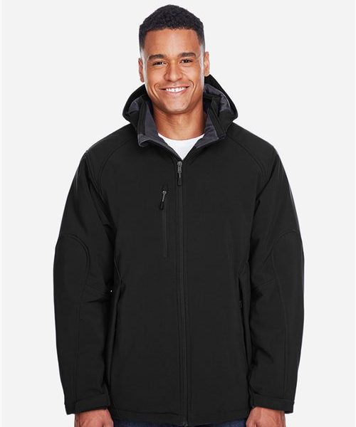 North End 88159 - Men's Glacier Insulated Three-Layer Fleece Soft Shell Hood Jacket with Detachable Hood