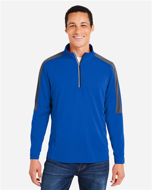 14504_fm CORE365 CE404 - Men's Market Snag Protect Mesh Colorblock Quarter-Zip Pullover - Image 1