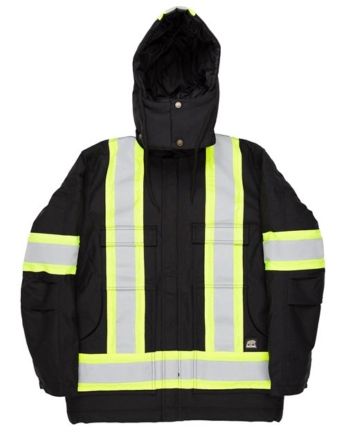 16001_fm Berne Apparel HVNCH3T - Tall Safety Striped Arctic Insulated Chore Coat - Image 1