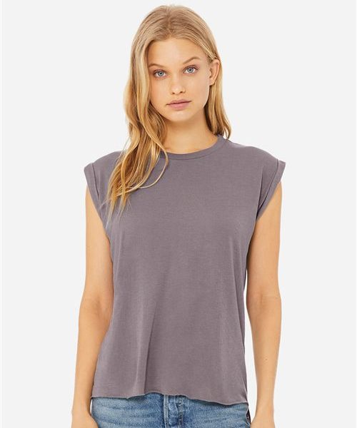 BELLA + CANVAS 8804 - Women’s Flowy Rolled Cuffs Muscle Tee