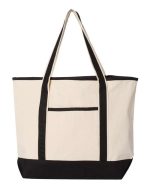 Q-Tees Q1500 - 34.6L Large Canvas Deluxe Tote - Image 2