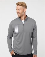 Adidas A482 - Men's 3-Stripe Double Knit Quarter-Zip Pullover