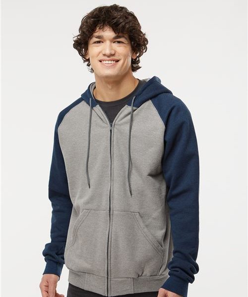 King Fashion KF4048 - Fleece Raglan Hooded Full-Zip Sweatshirt